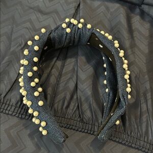 Lele Sadoughi Denim Headband with Pearls